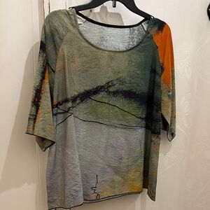 Artistic Green and Orange Women's Blouse s/s NWT M/L